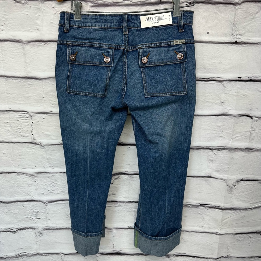 MAX STUDIO Capris Jeans Size 4 Cuffed 4 Pockets cropped New - Picture 3 of 15